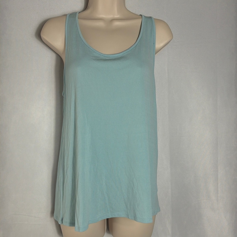 Eileen Fisher Tank Top 100% Silk Scoop Neck Sleeveless Light Blue Large Women